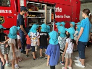 年長児はやぶさが防災センター見学